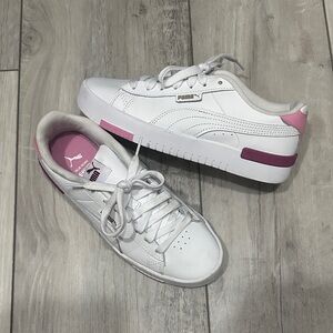 PUMA Women's White Sneakers with Pink Highlights